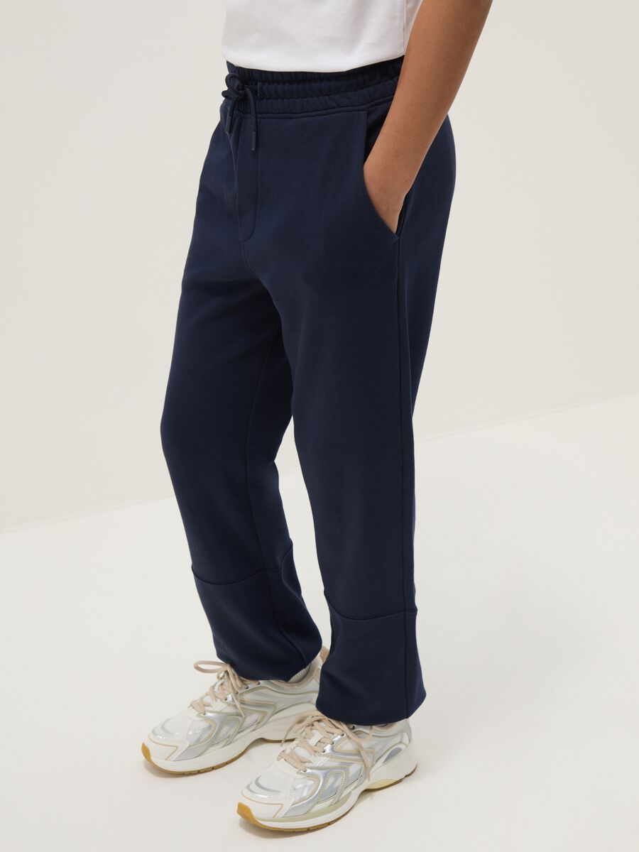 Pantaloni jogger blu da ragazzo in puro cotone organico regular fit_3