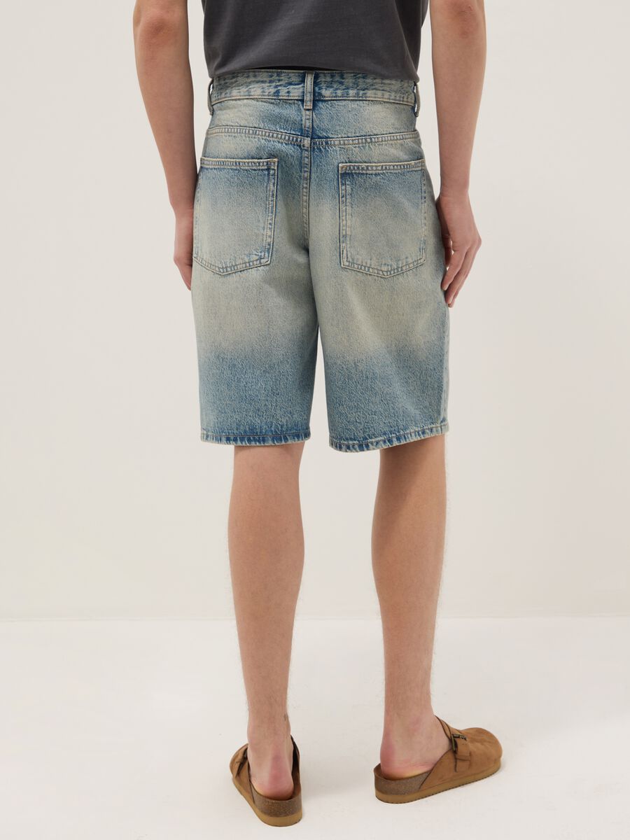 Pure Cotton Blue Denim Skater Fit Shorts_2