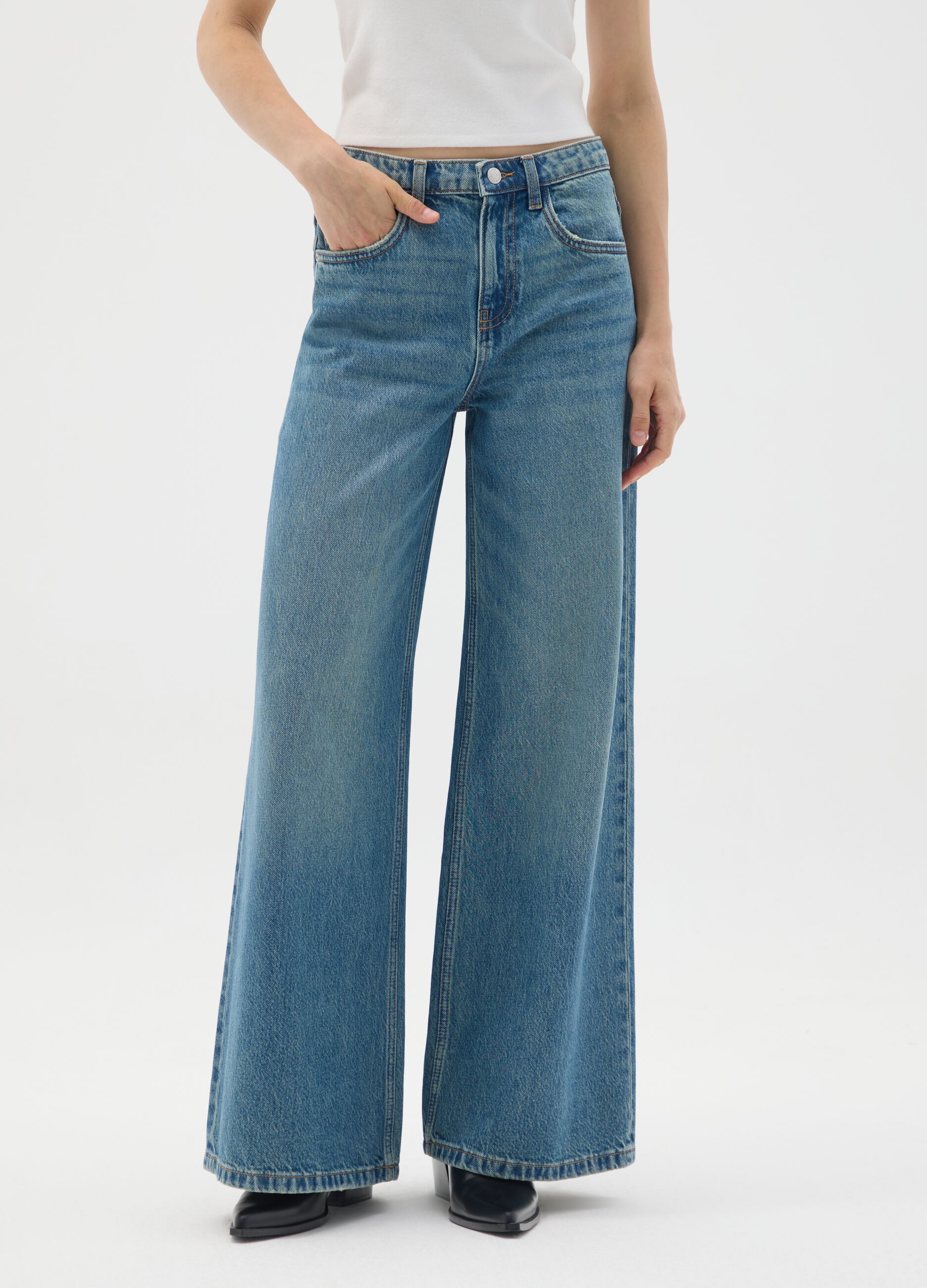 Wide Leg Denim Jeans