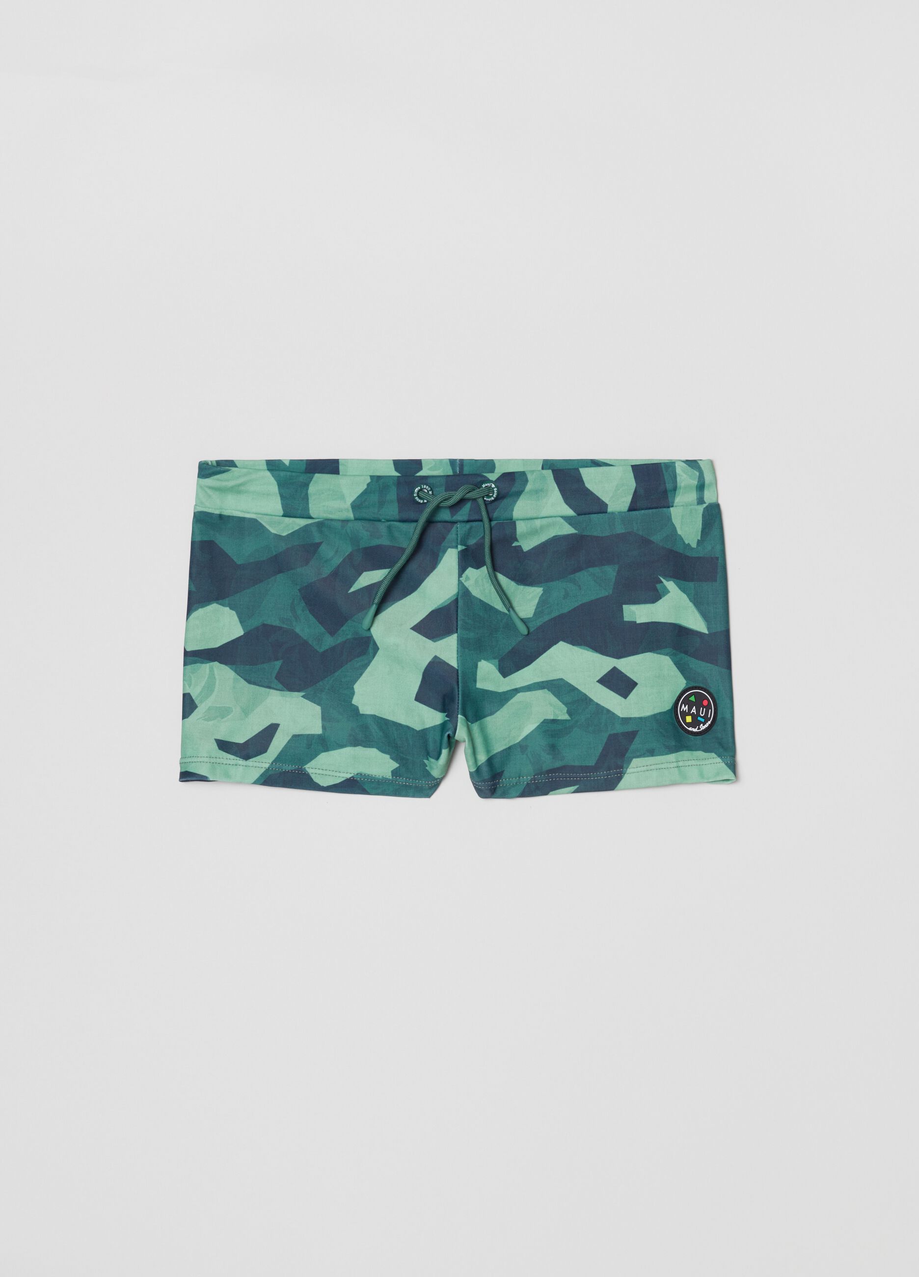 Maui and Sons swimming trunks with camo print