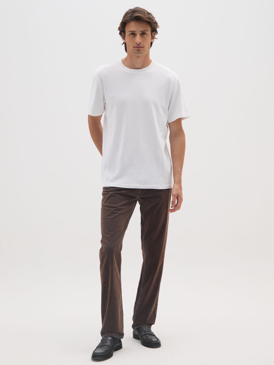 Brown pure cotton regular fit jeans_0