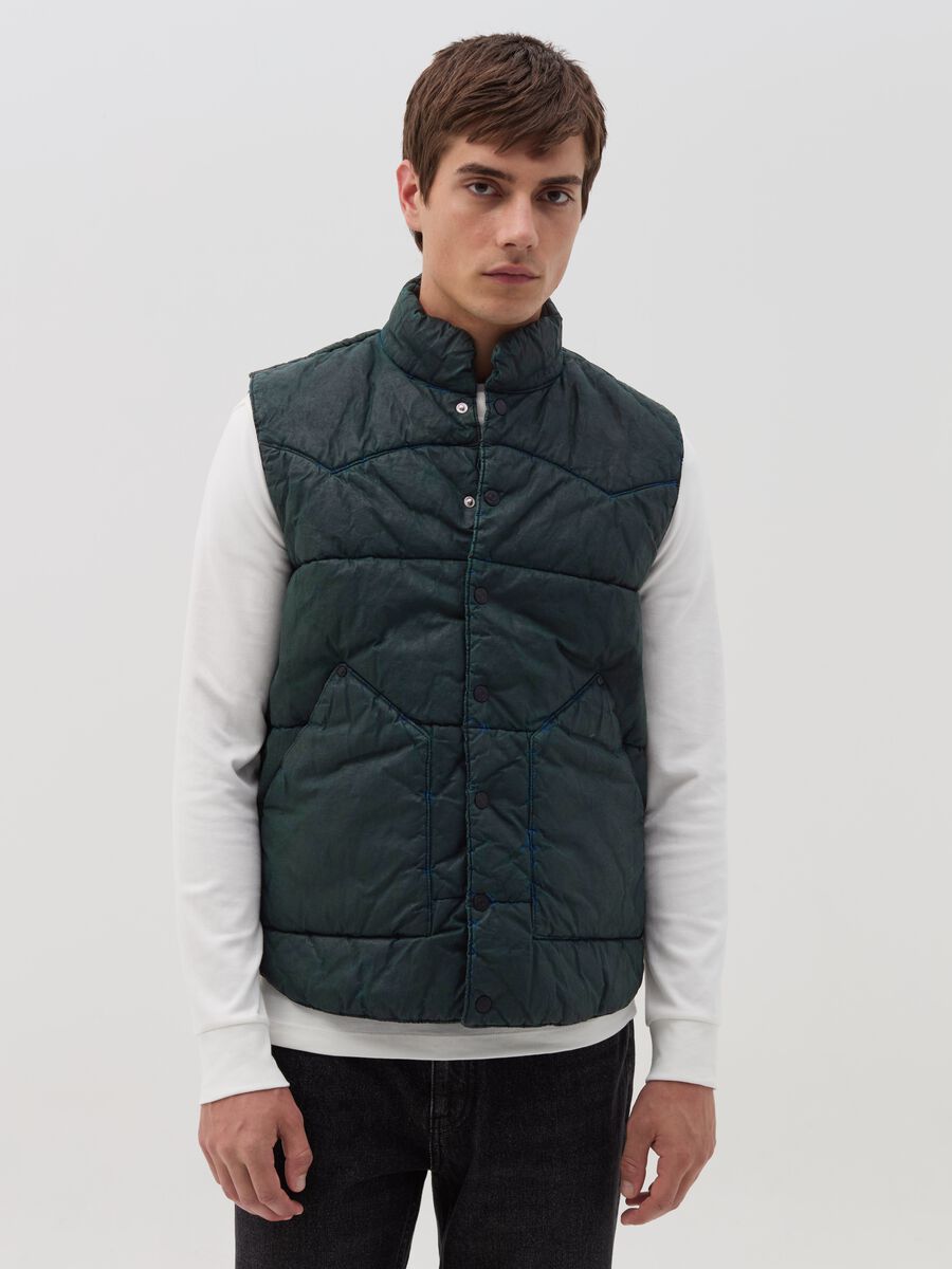 Limited Edition Gilet in leather-effect denim_0