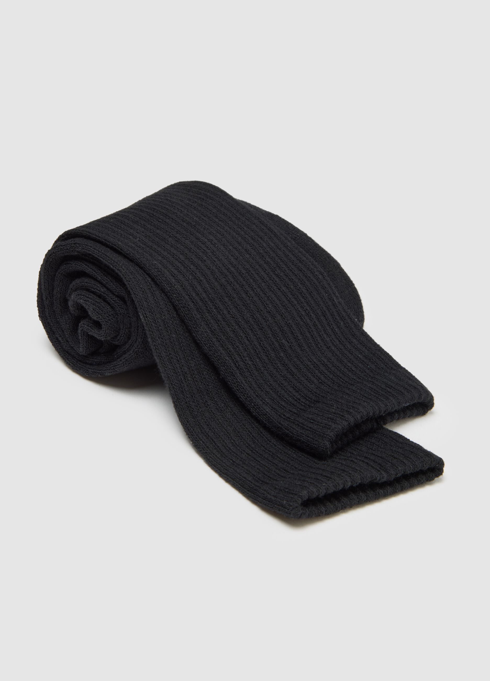 Set of black cotton-blend long socks tripack