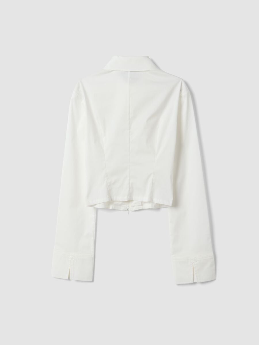 Fitted Full-Zip Shirt in White_6