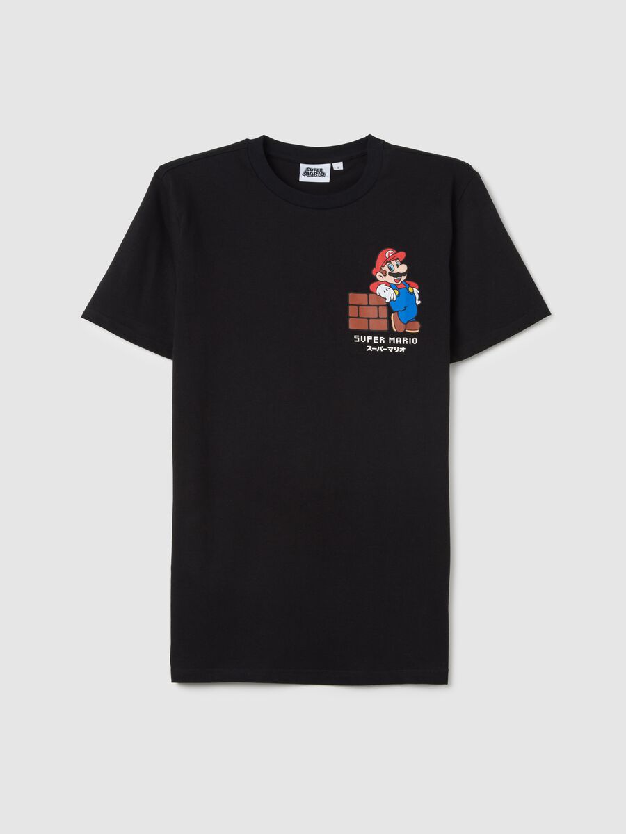 Black Super Mario Cotton T-Shirt_4