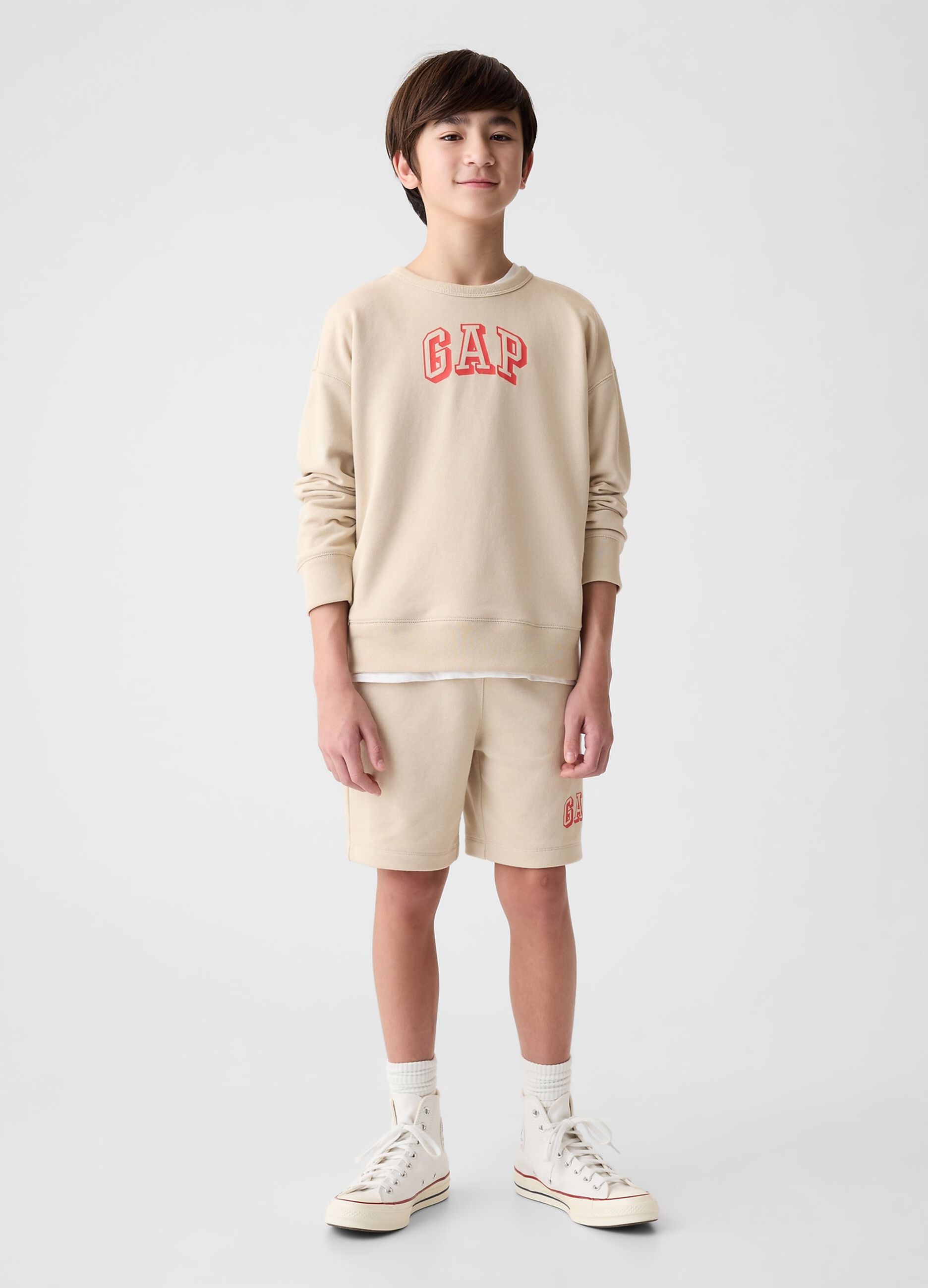 Sweatshirt with round neck and logo print