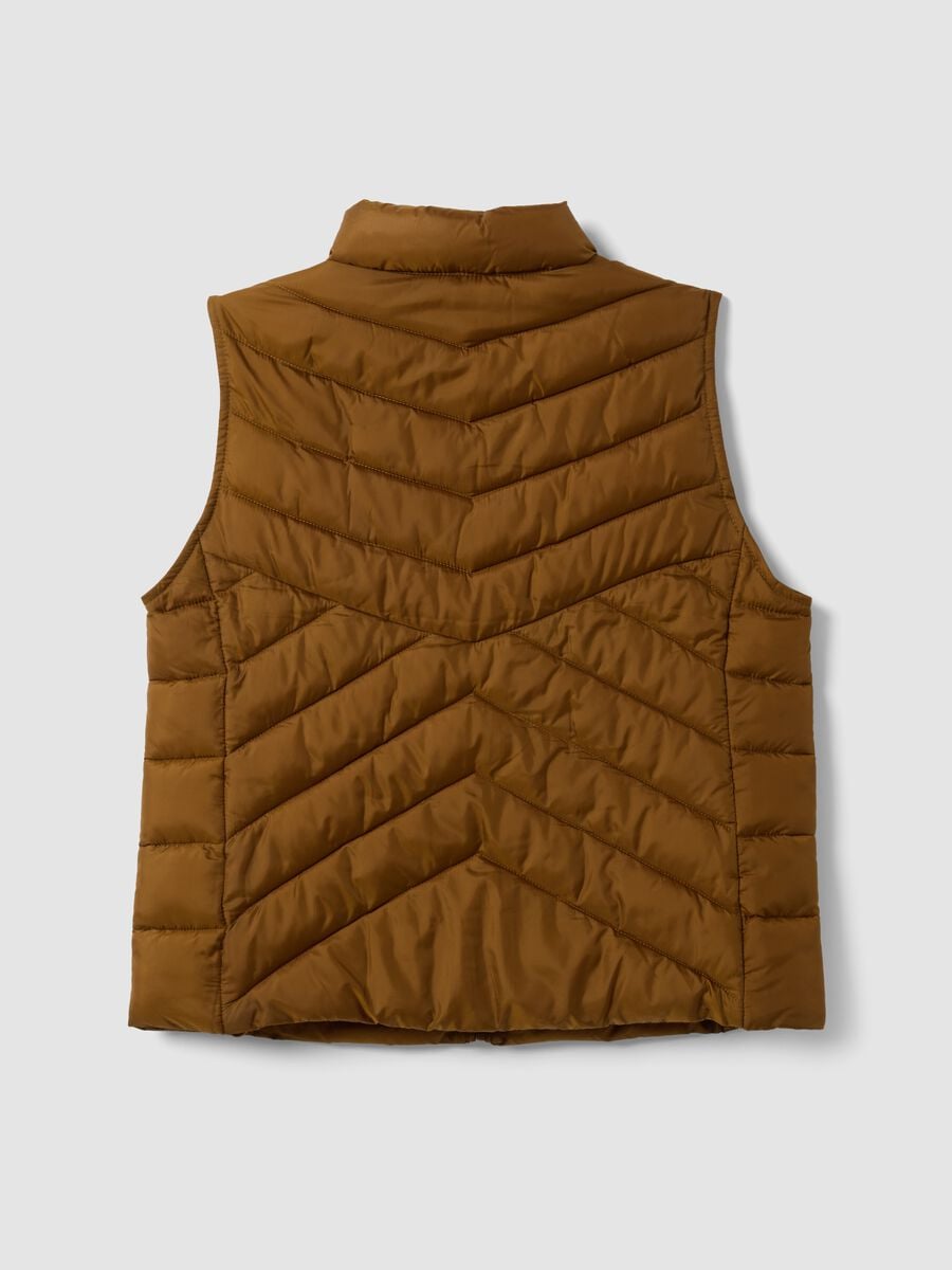 Yellow ultralight quilted gilet with zip and high neck_5