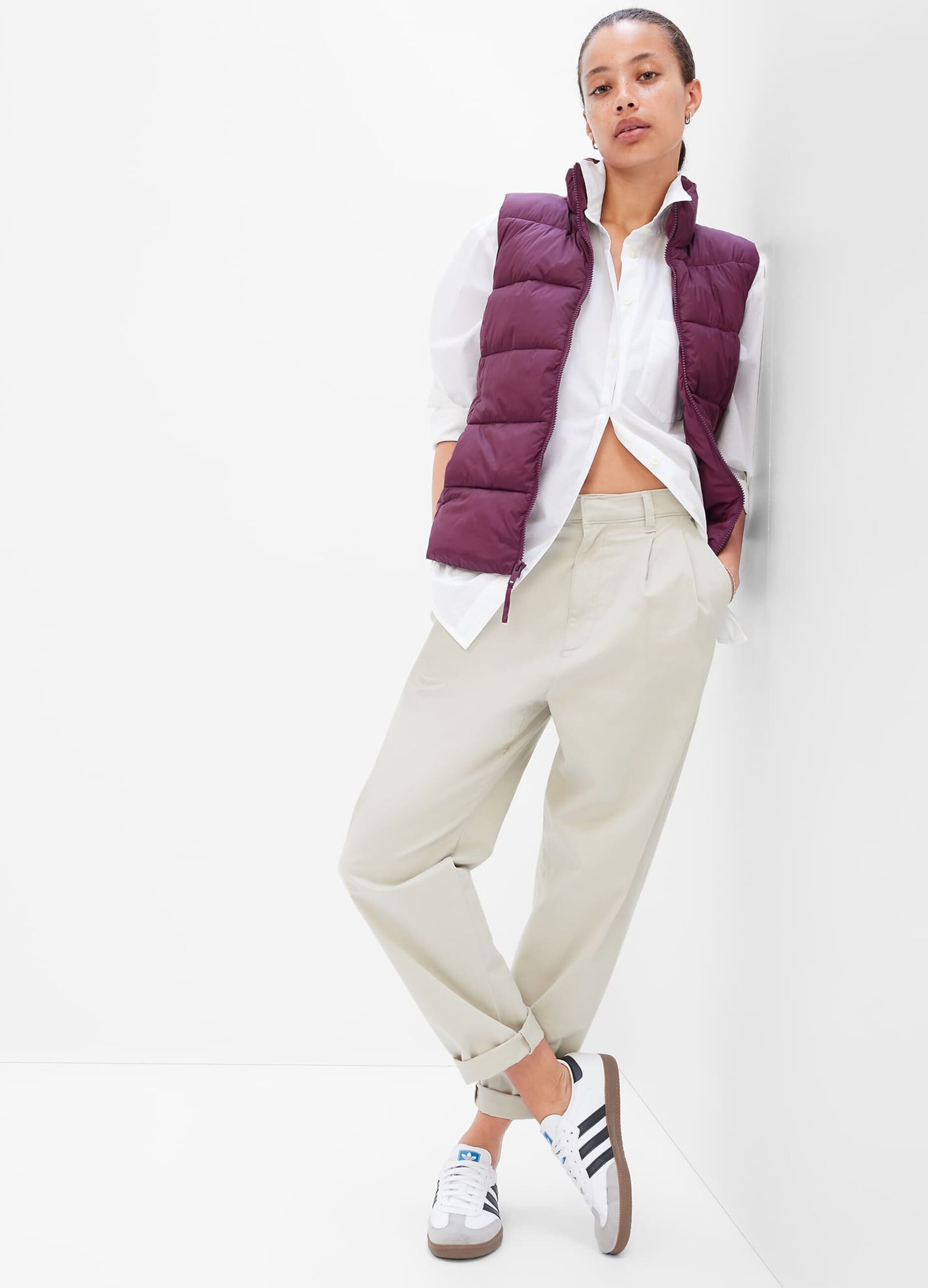 High-neck full-zip quilted gilet