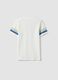 Boys&rsquo; white pure cotton T-shirt with striped sleeves_1