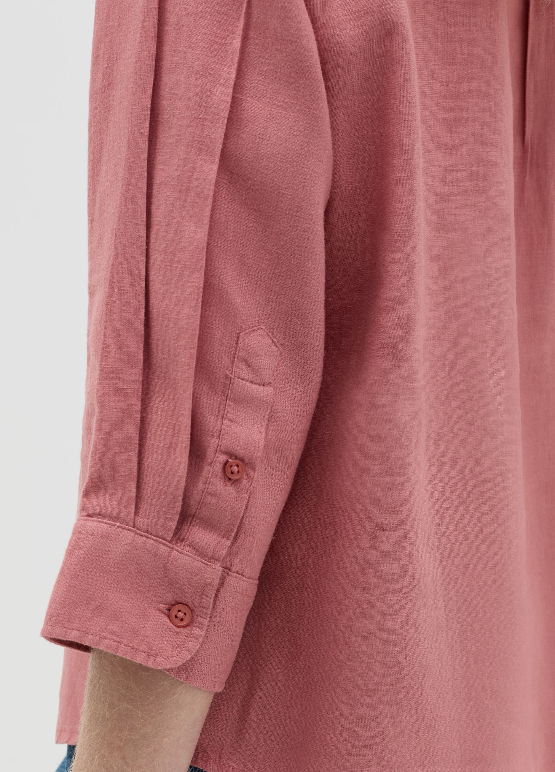 Pink shirt in linen and viscose
