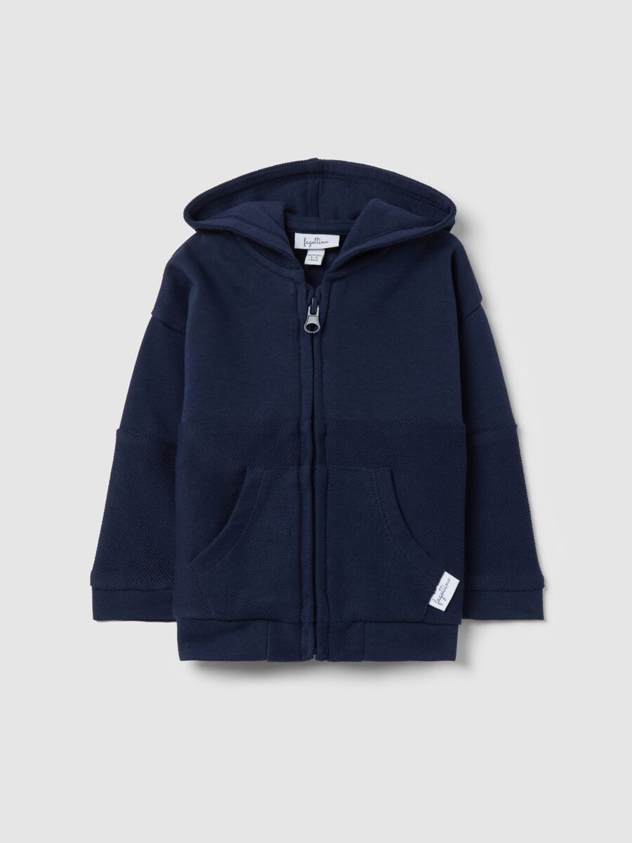 Full-zip top with hood and drill details_0