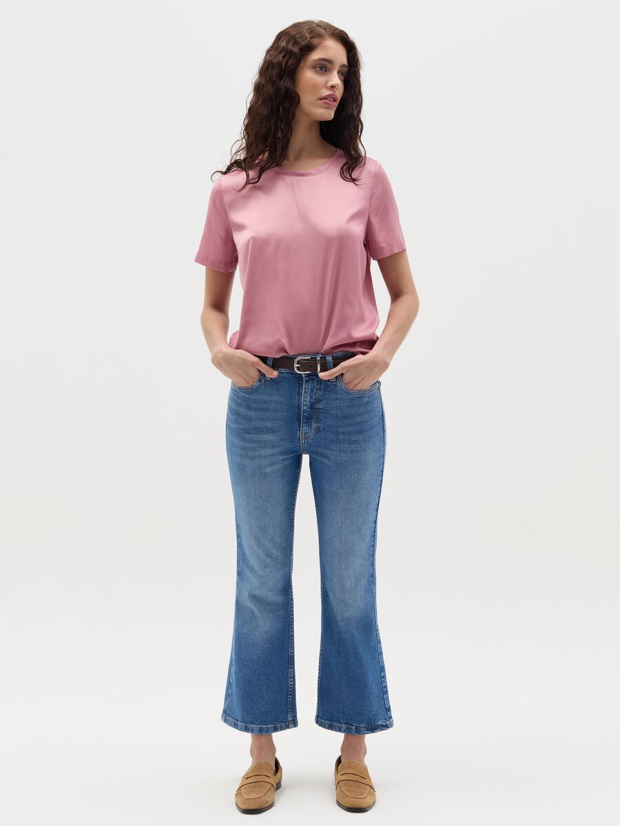 Short-sleeved blouse in satin_1