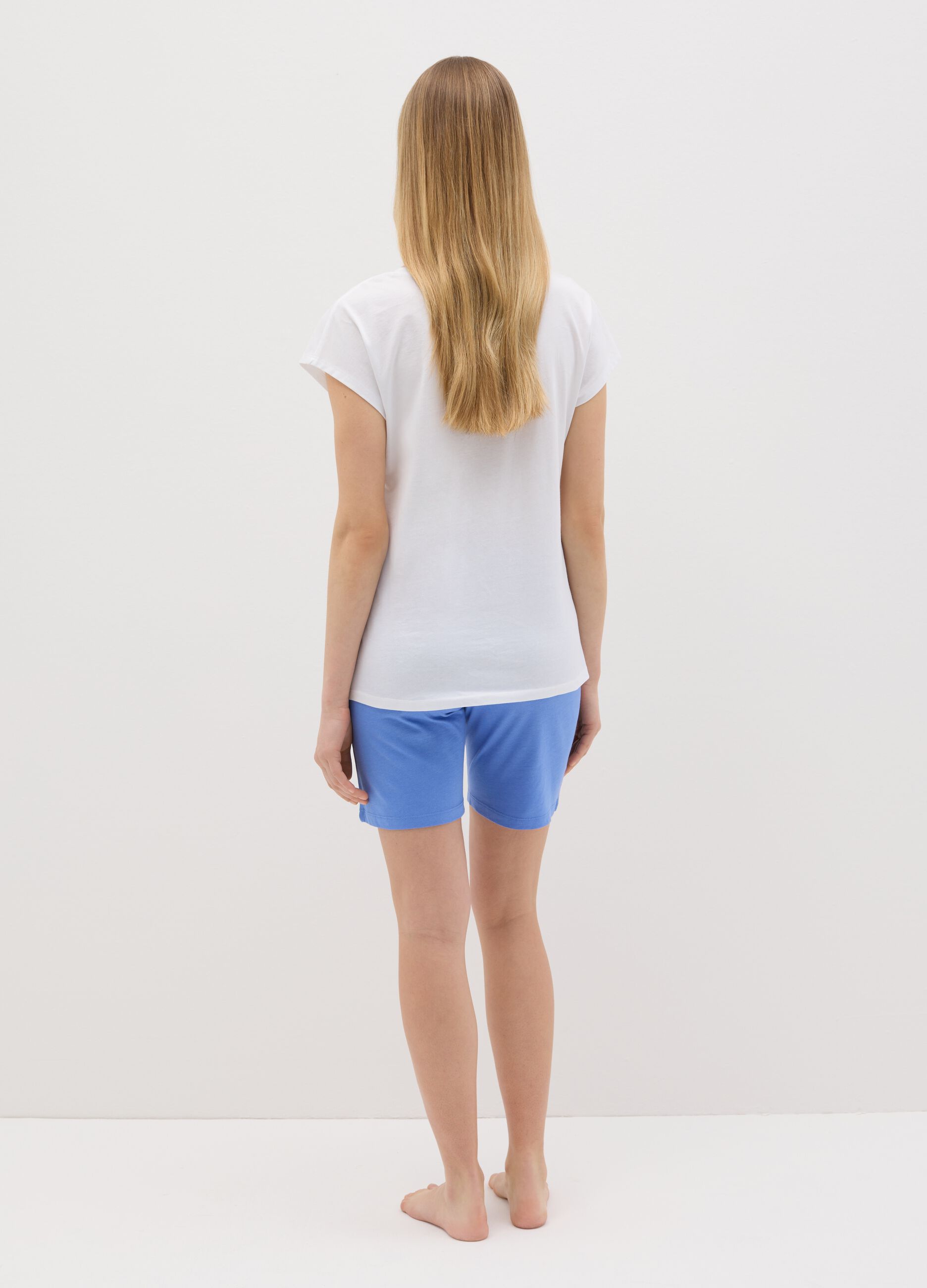 Short pyjamas with hydrangea print