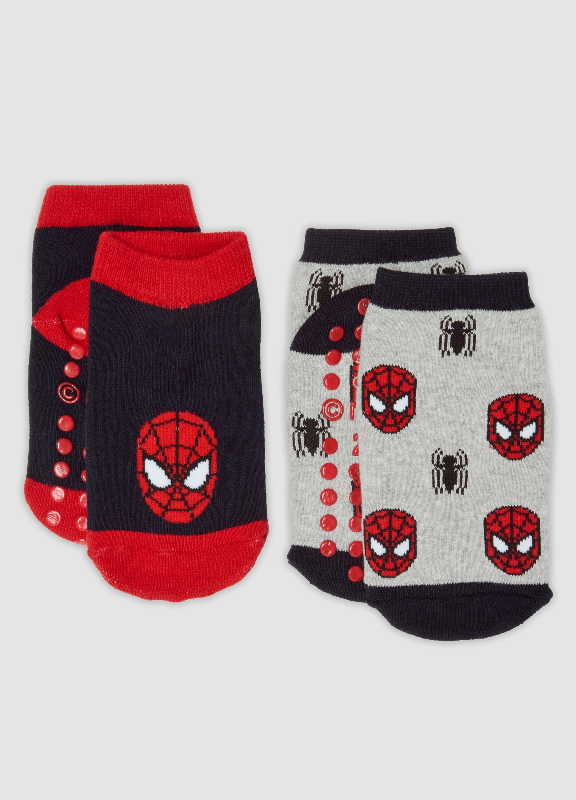 2-pack organic stretch cotton anti-slip socks with MARVEL Spider-Man theme