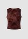 Top fitted rosso in tessuto elasticizzato con fantasia floreale_1
