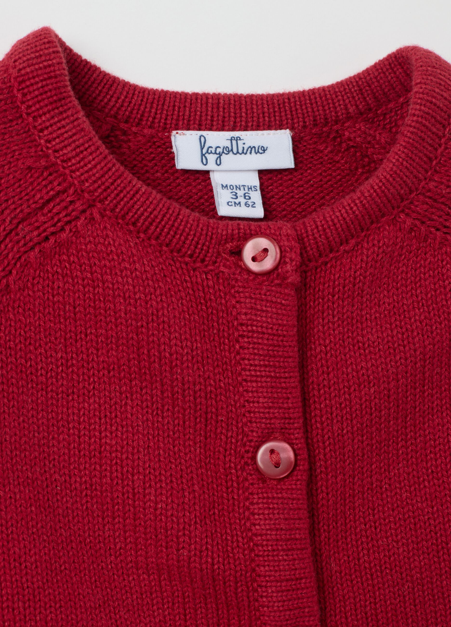 Girls' red pure cotton cardigan regular fit
