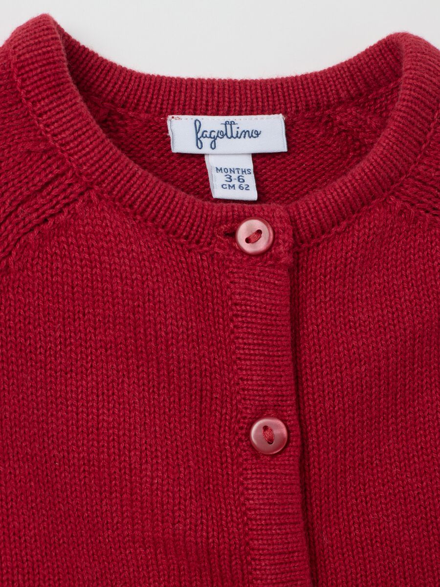 Girls' red pure cotton cardigan regular fit_3