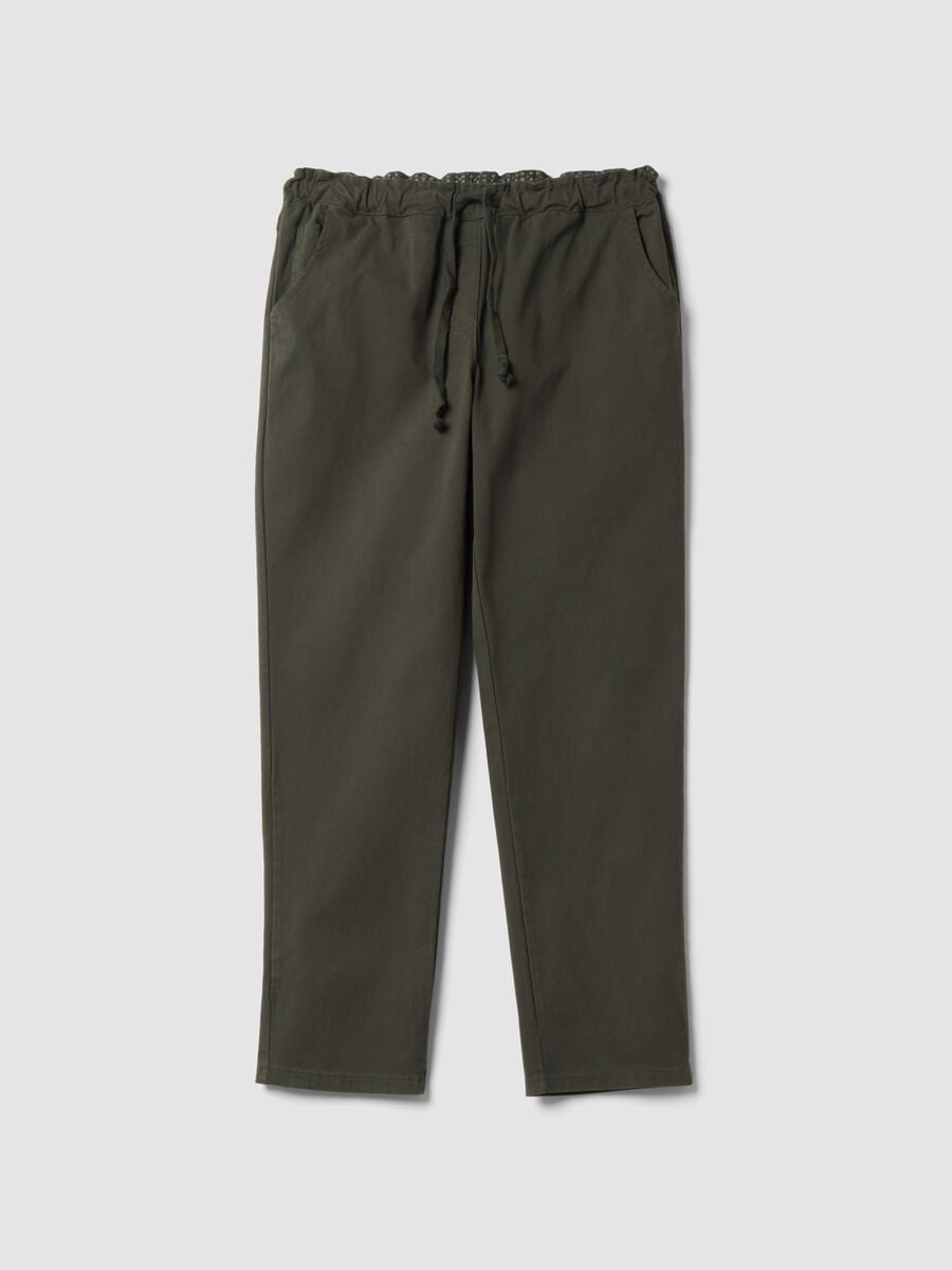 Green regular-fit stretch cotton trousers_0