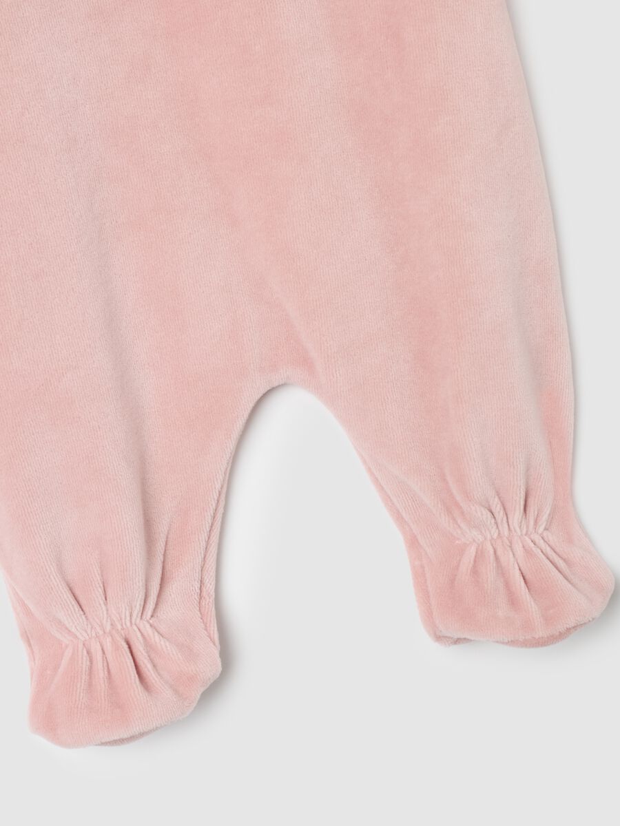 Tutina da neonata in misto cotone rosa con colletto_3