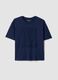 Blue regular-fit pure cotton T-shirt with perforated detail_4