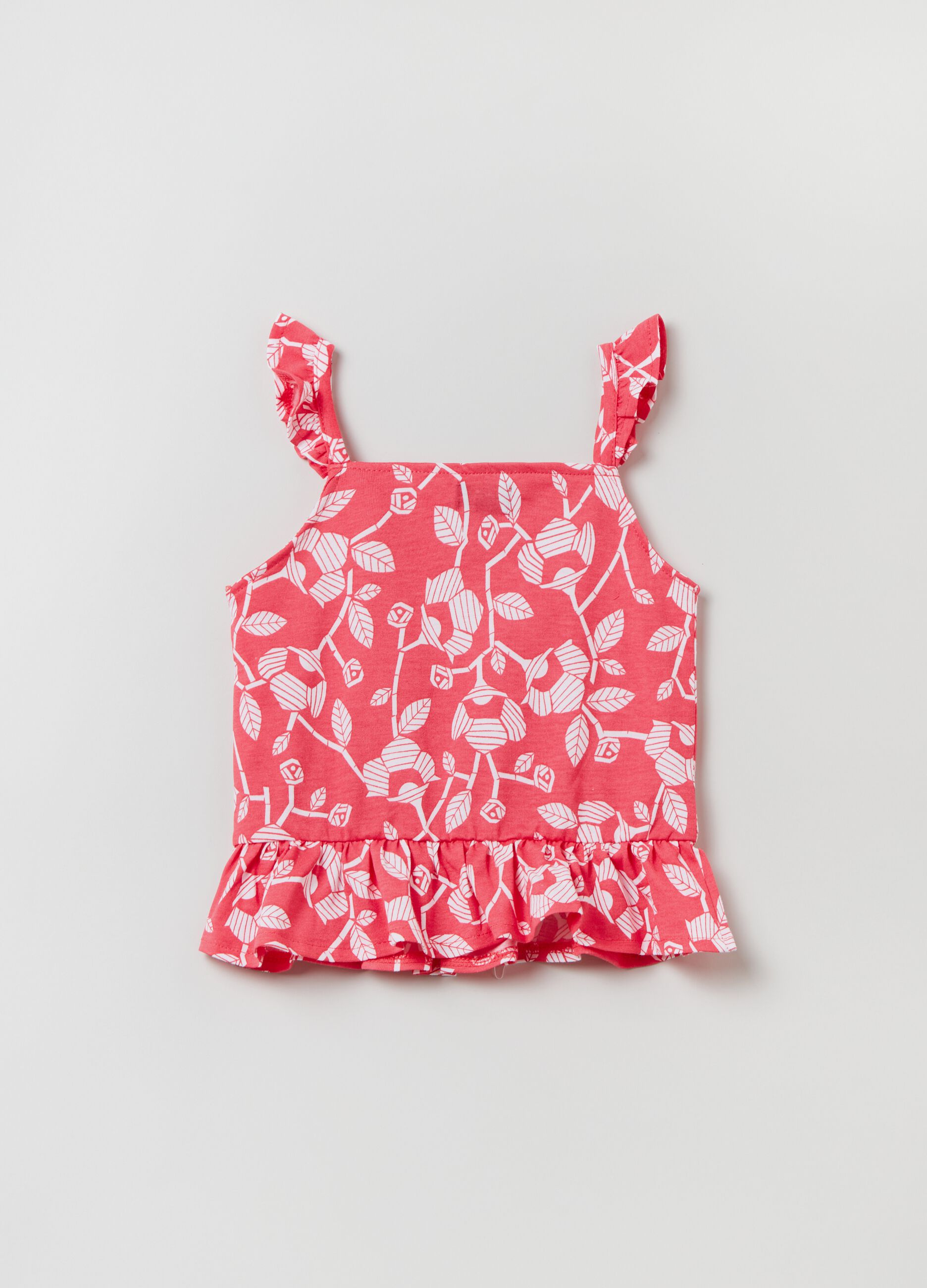 Tank top con stampa e volant_1