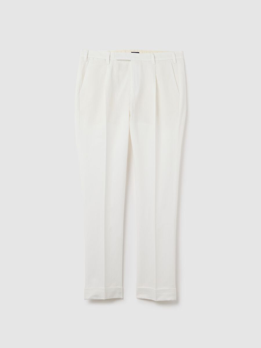 Men’s white linen regular-fit trousers_4