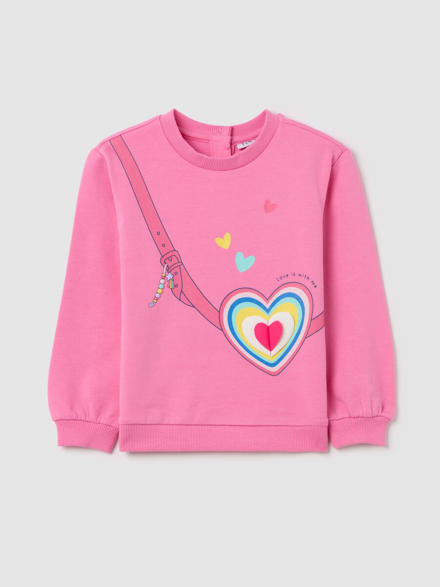 French terry sweatshirt with bum bag print and applications_0
