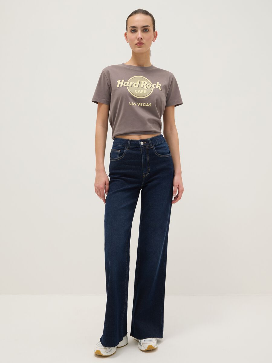 Grey pure cotton regular fit T-shirt with Hard Rock Cafe logo_1