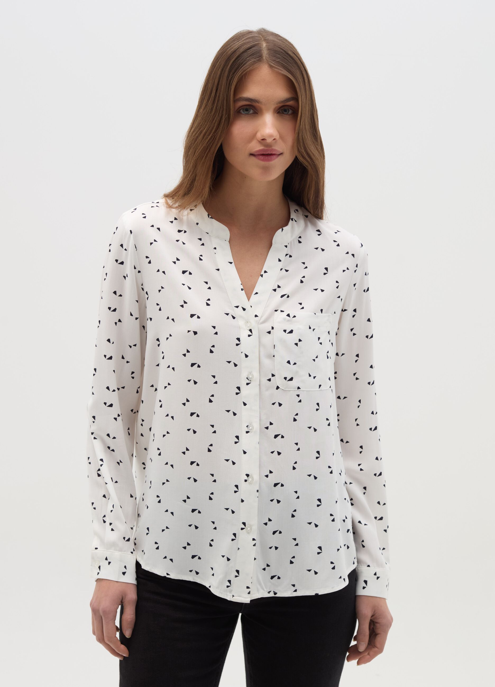 Camicia in viscosa con micro stampa