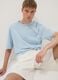 Sky-blue pure cotton T-shirt with chest pocket, regular fit_2