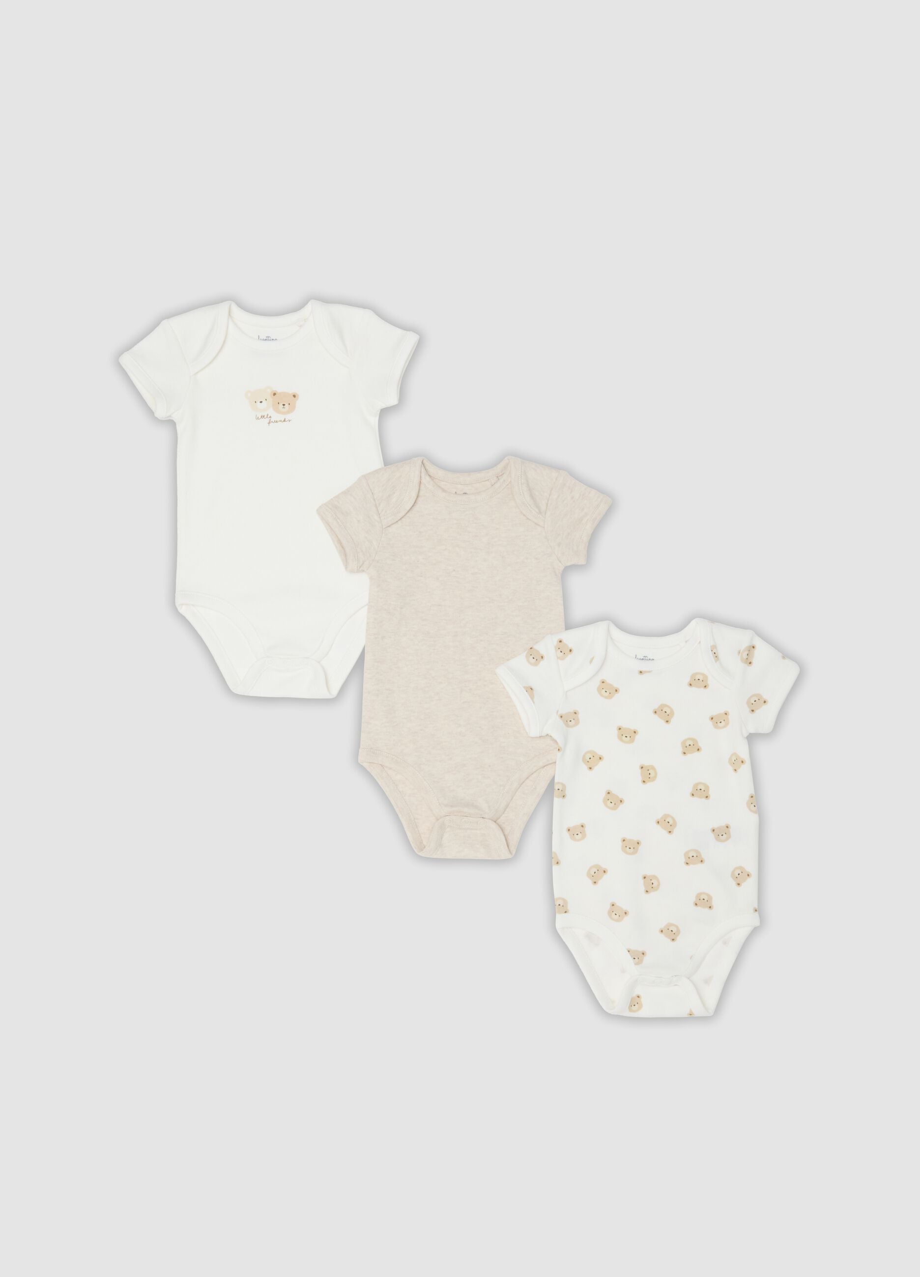 Multicolour 3-pack organic cotton short-sleeve bodysuits
