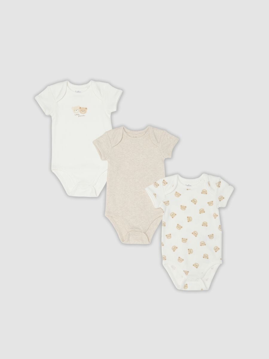 Tripack di body multicolor in puro cotone organico a maniche corte_0