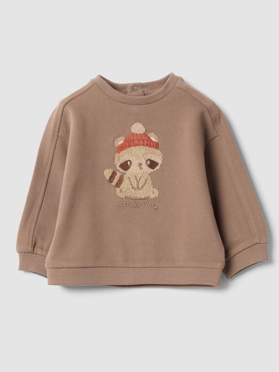 Brown crew-neck sweatshirt in pure organic cotton_0