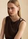 Brown sleeveless viscose-blend top with jewel detail_0
