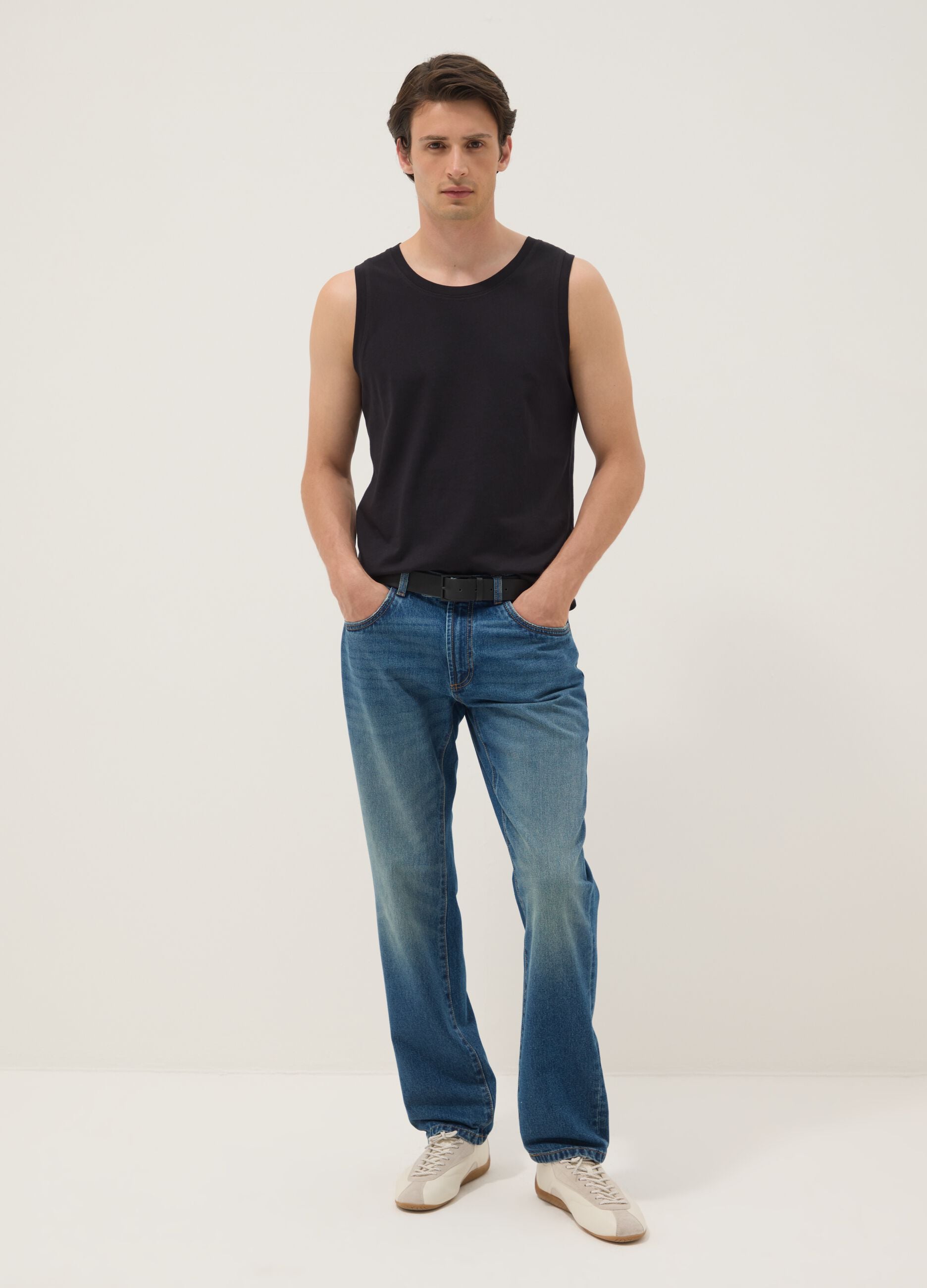 Black pure cotton vest