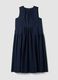 Blue pure cotton midi dress, regular fit with ruching_0