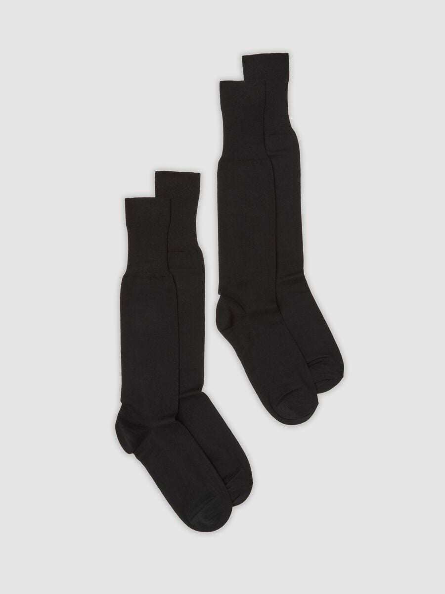 Two-pack of black long cotton and cashmere blend socks_0