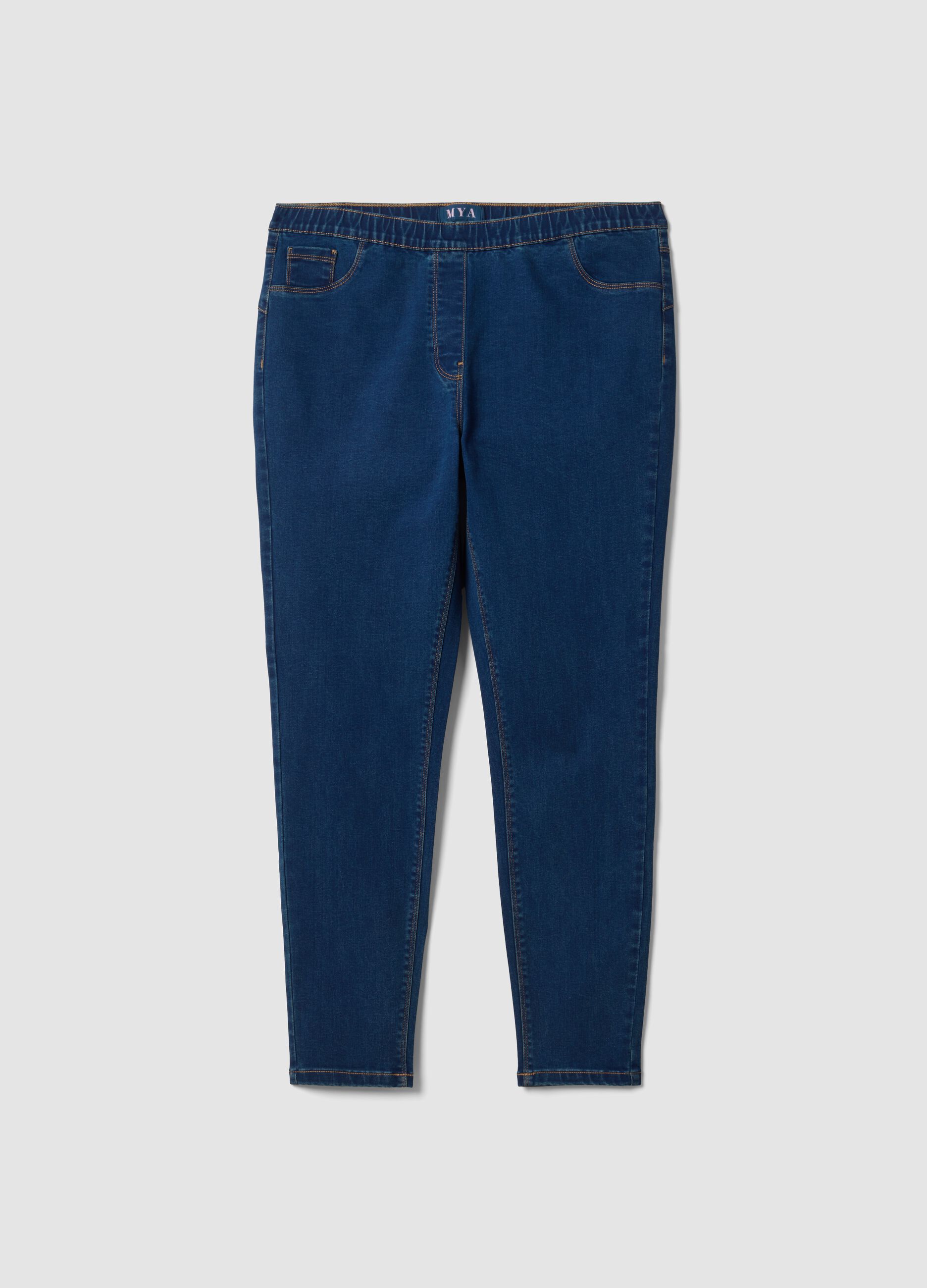 Jeggings blu skinny in cotone e viscosa elasticizzata