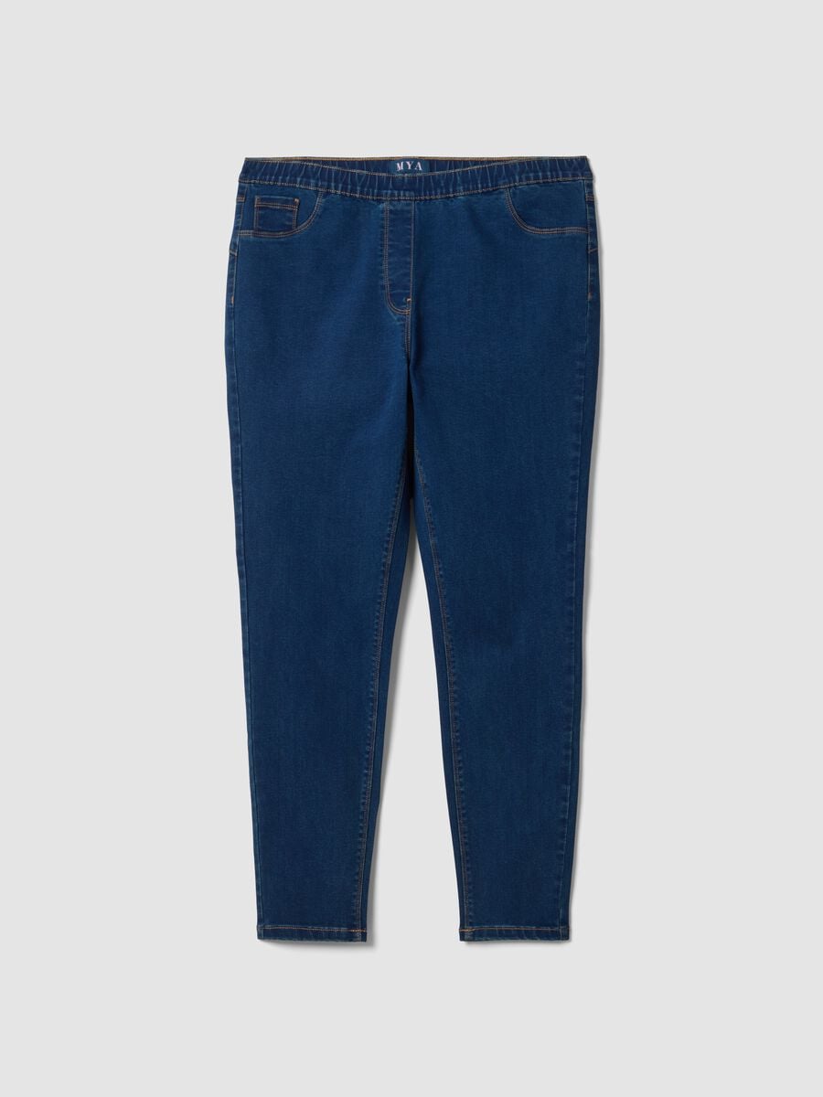 Jeggings blu skinny in cotone e viscosa elasticizzata_0