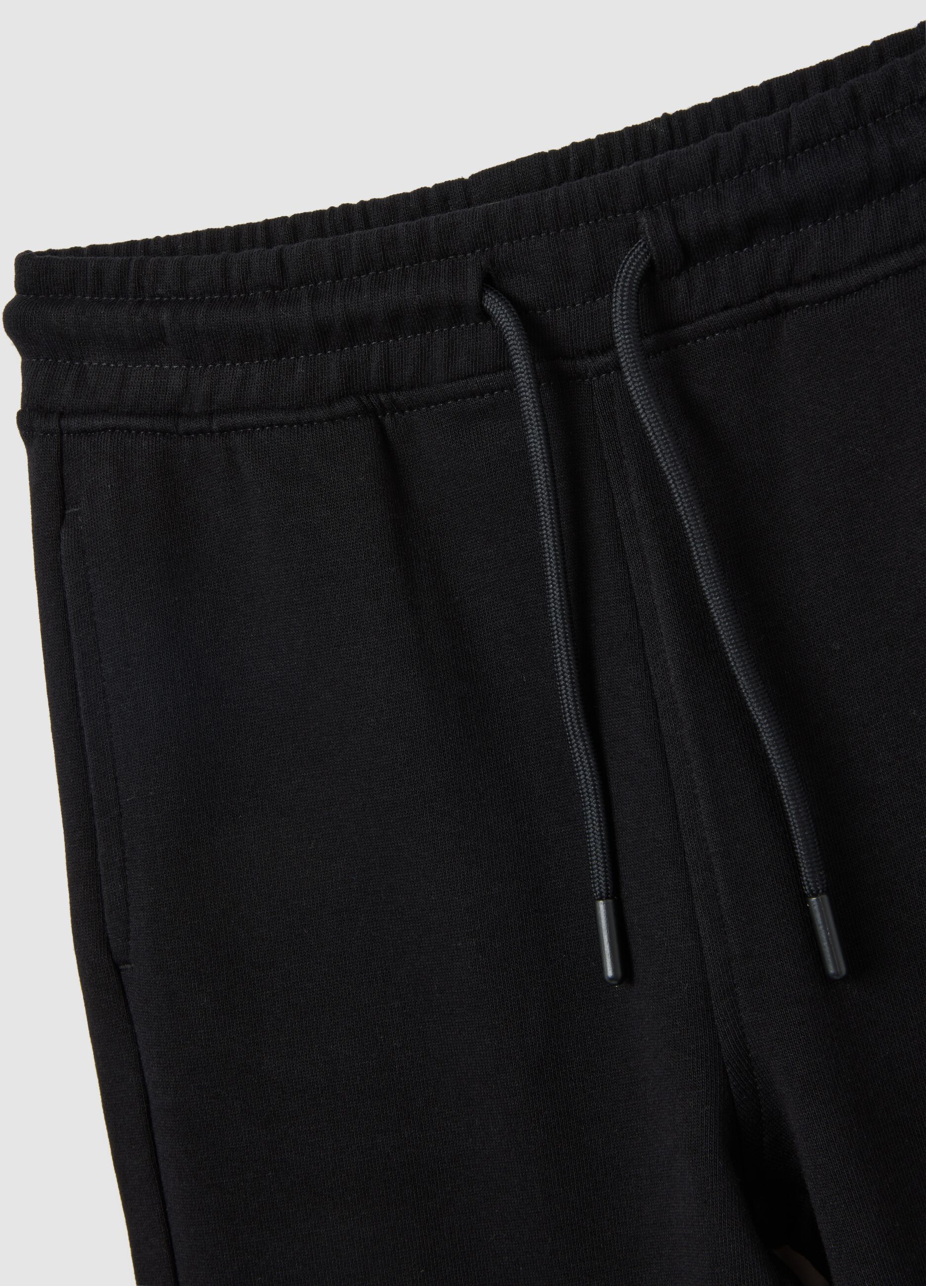 Black pure cotton regular fit kids' jogger trousers