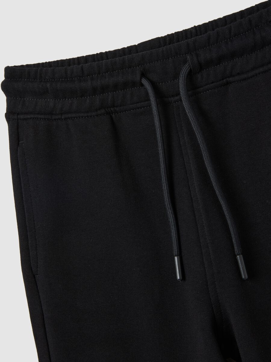 Black pure cotton regular fit kids' jogger trousers_2