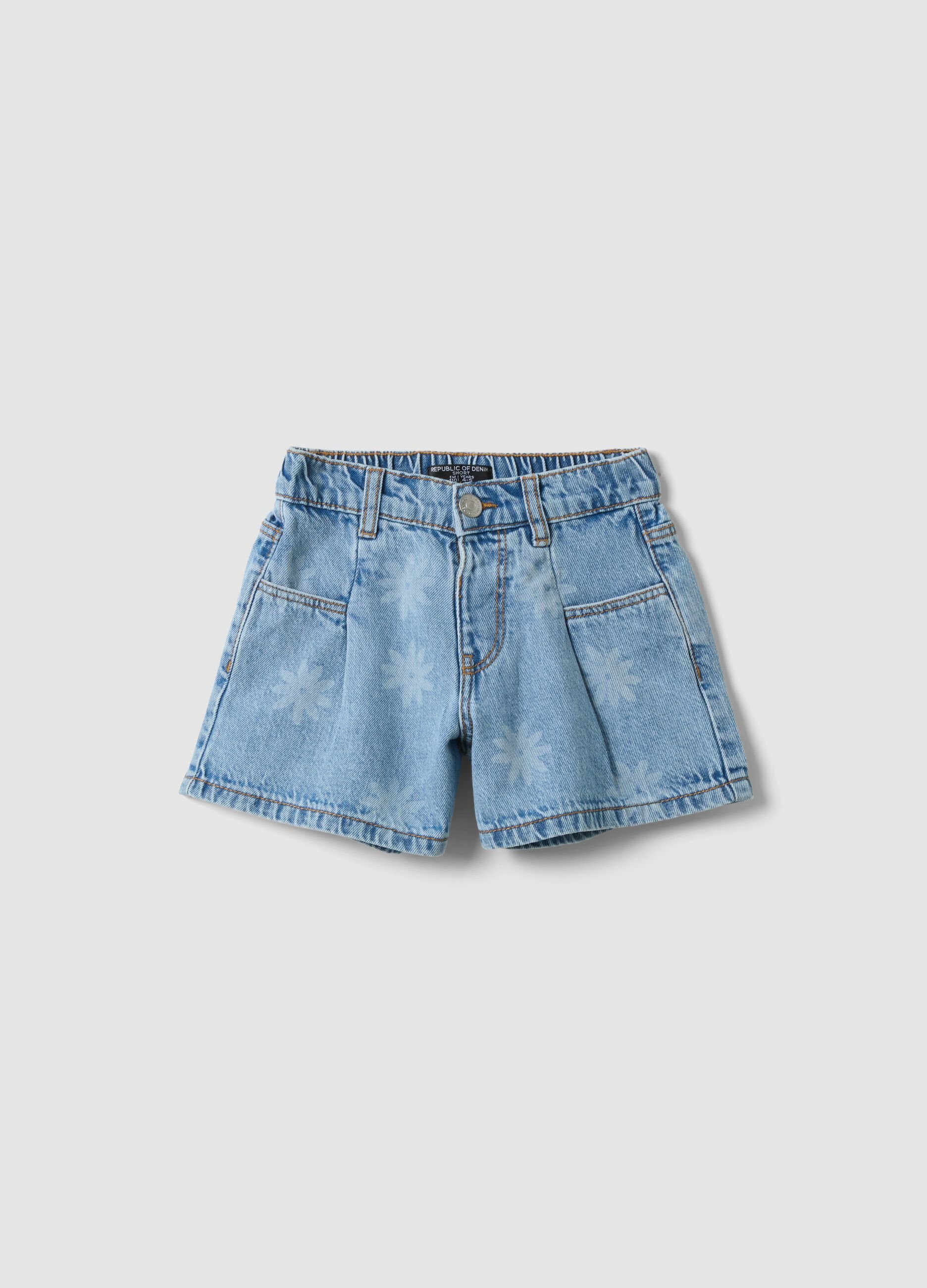 Light blue pure cotton denim shorts
