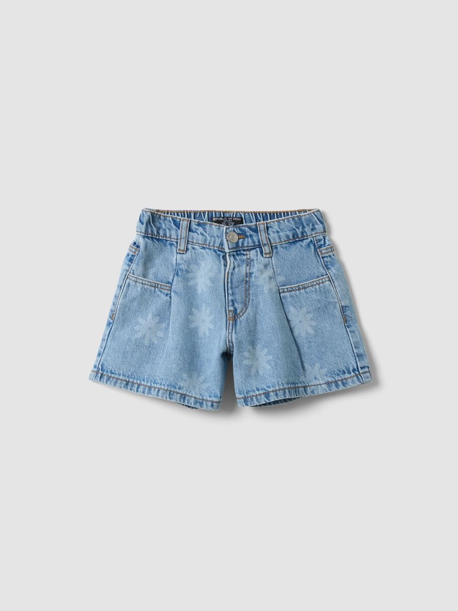 Light blue pure cotton denim shorts_0