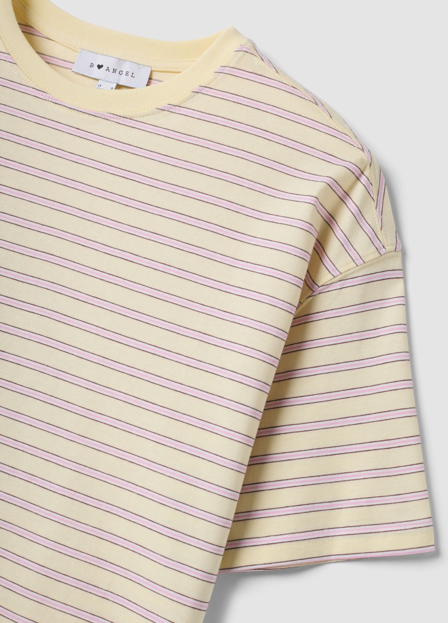Yellow striped pure cotton T-shirt