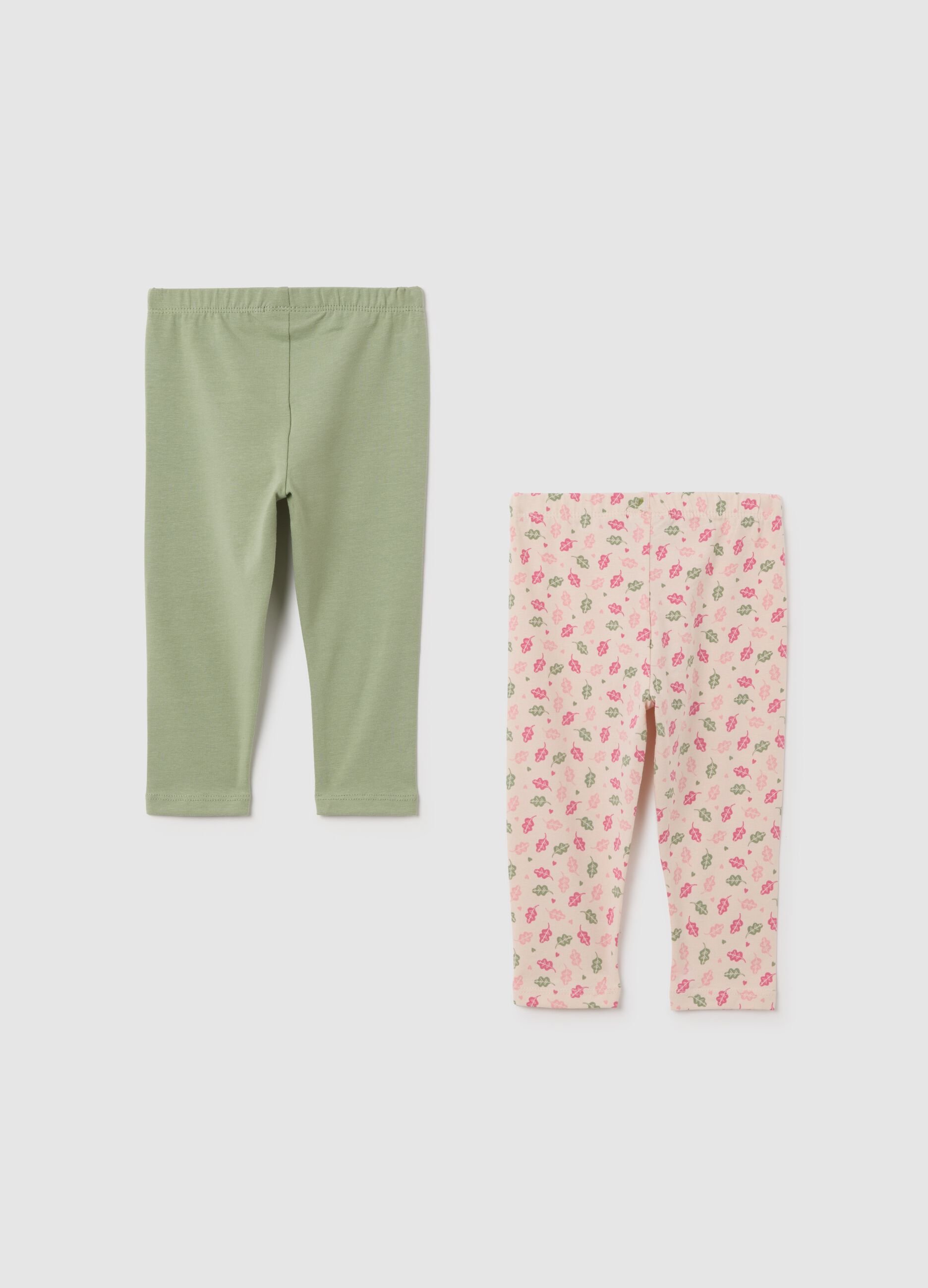 Leggings da neonata in cotone elasticizzato multicolor skinny