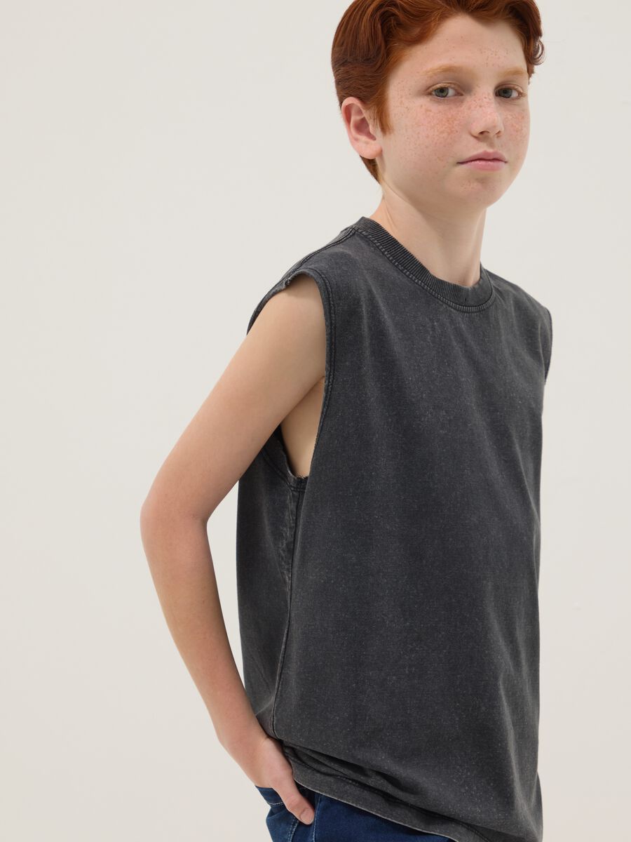 Black pure cotton vest top_0