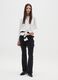 Black regular fit top with round neckline_0