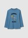 Children's blue cotton T-shirt, regular fit with print_0