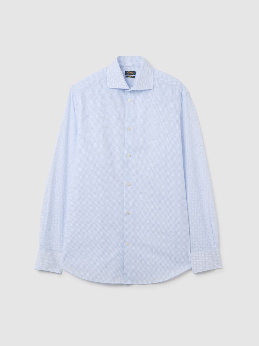 Blue Stretch Cotton Regular Fit Shirt_4