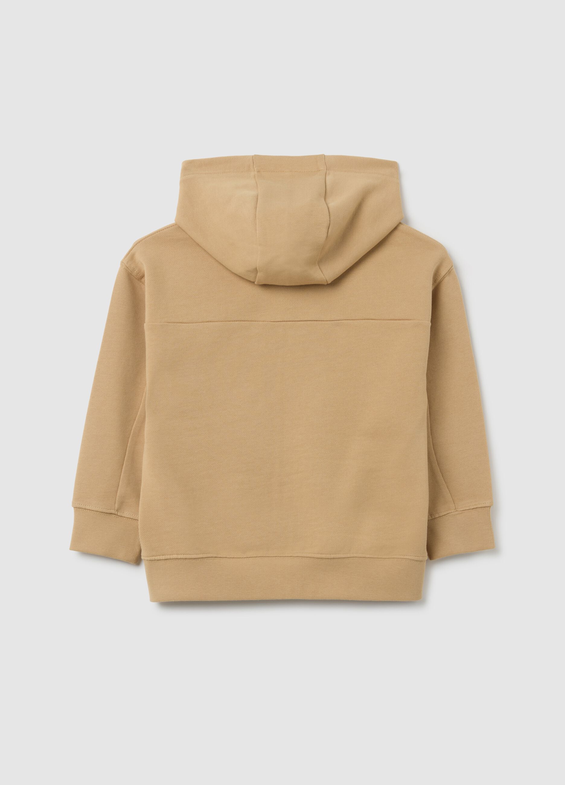 Felpa da bambino in puro cotone beige regular fit